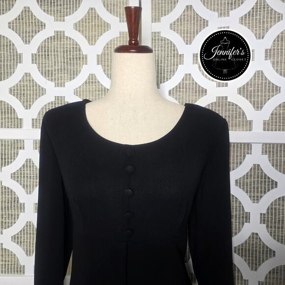 CDC Black (5) Button Split Overlay Long Sleeve Dress Size 10 - Picture 3 of 11